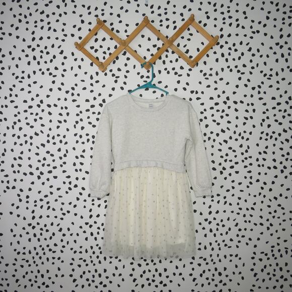 Carter’s Gray Sweatshirt Star Tulle Girls Dress - Picture 1 of 7
